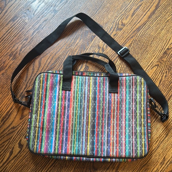 Paperchase bright stripes geometric overprinted detachable strap laptop case New - Picture 1 of 5
